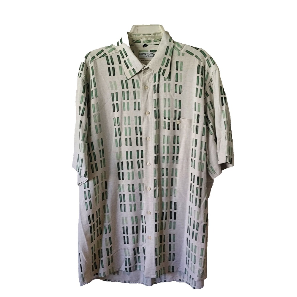 Georg Roth of Germany Shirt Men's‎ Large Linen Blend Abstract Striped  VTG Y2K